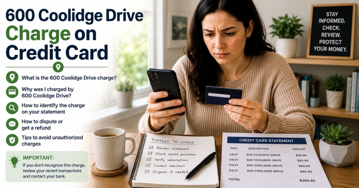 600 Coolidge Drive Charge on Credit Card