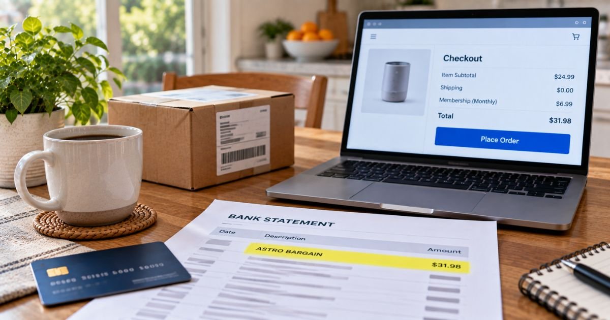 Astro Bargain Charge on Credit Card