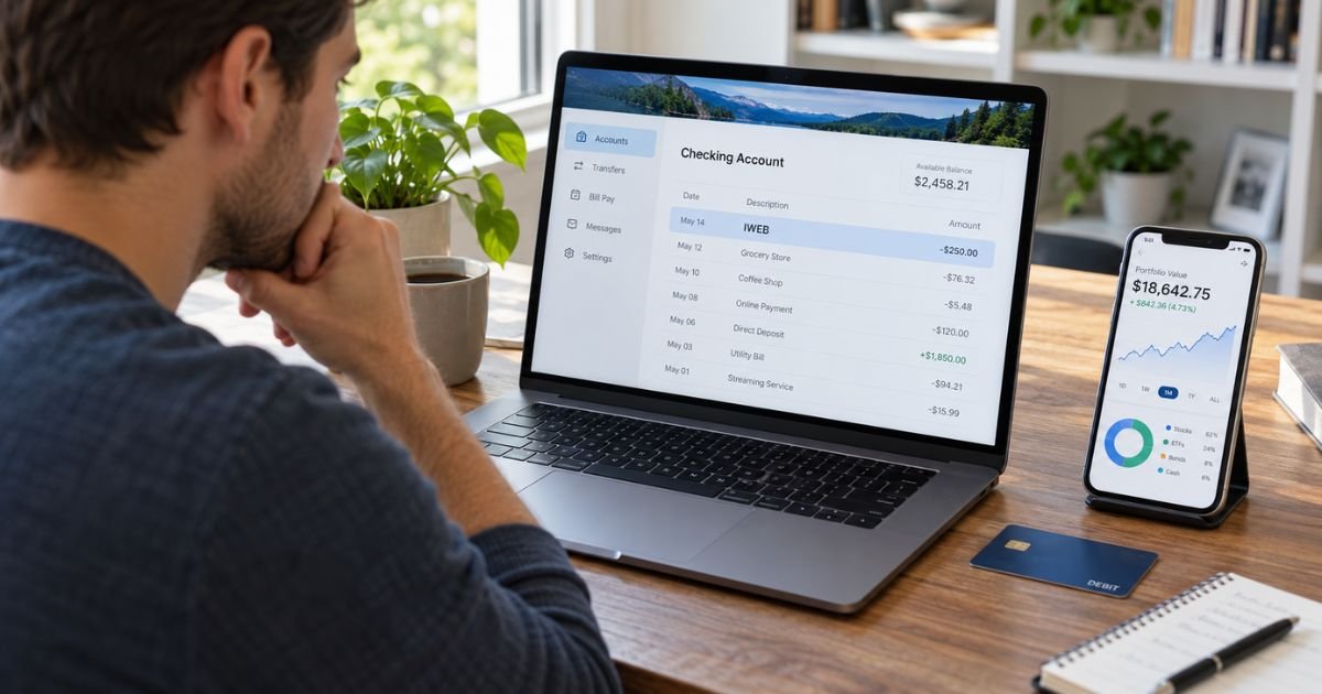Consumer reviewing an iWeb charge on a bank statement