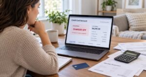 Consumer reviewing what happens when a credit card is charged off