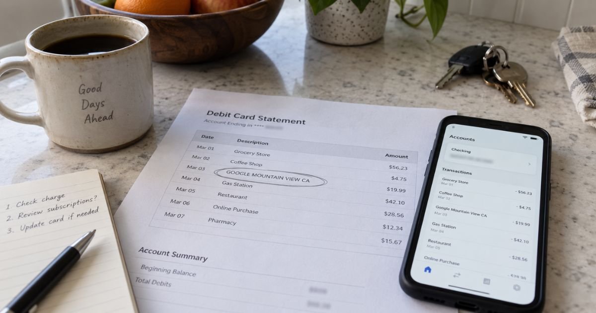 Google Mountain View Charge on Debit Card