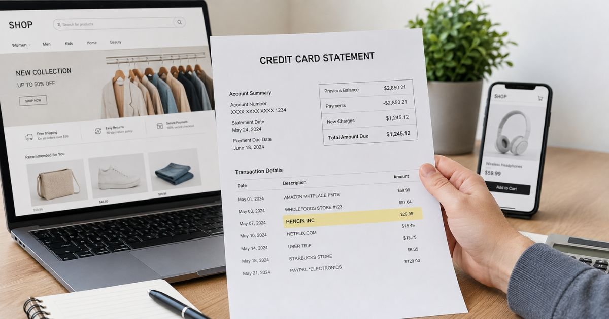 Hencin Inc Charge on Credit Card