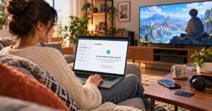Person using a laptop to cancel Crunchyroll subscription and stop recurring Premium membership charges.