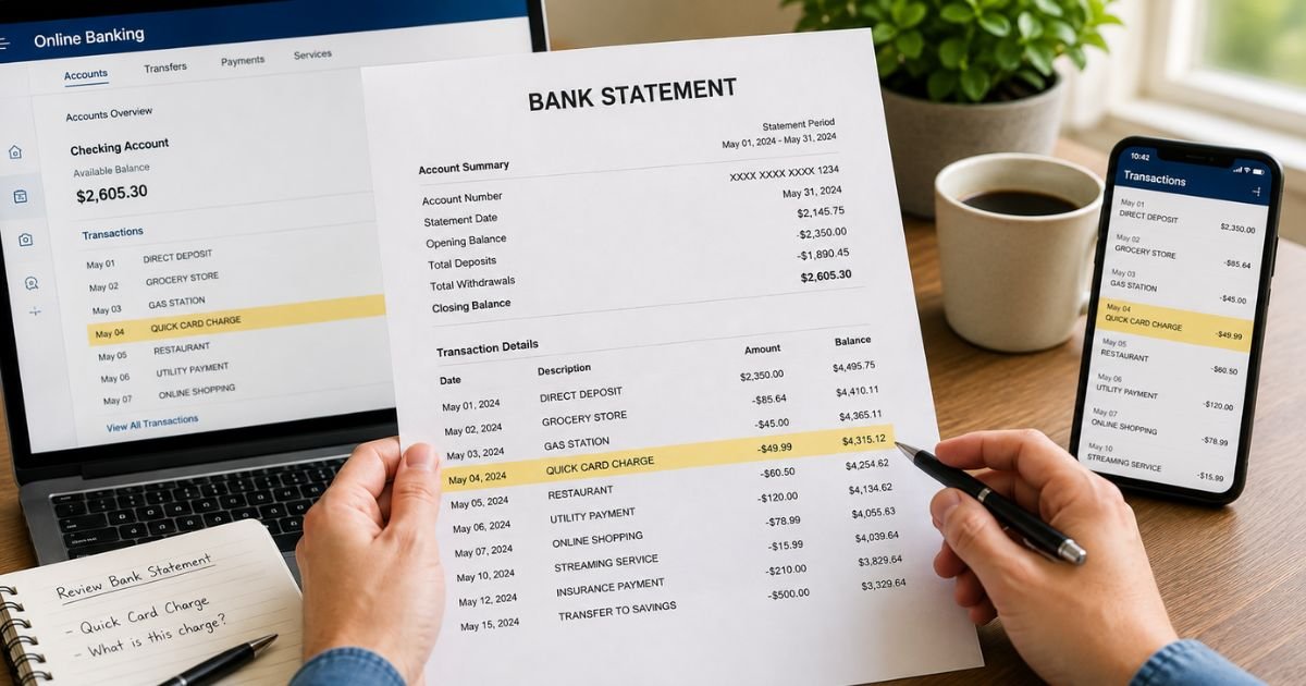 Quick Card Charge on Bank Statement