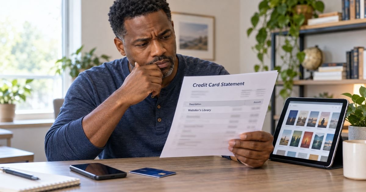 Webster's Library Charge on Credit Card