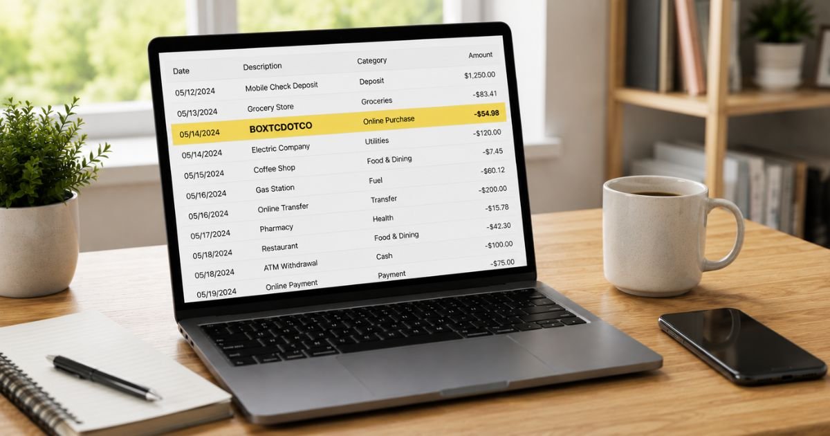 Boxtcdotco Charge on Bank Statement