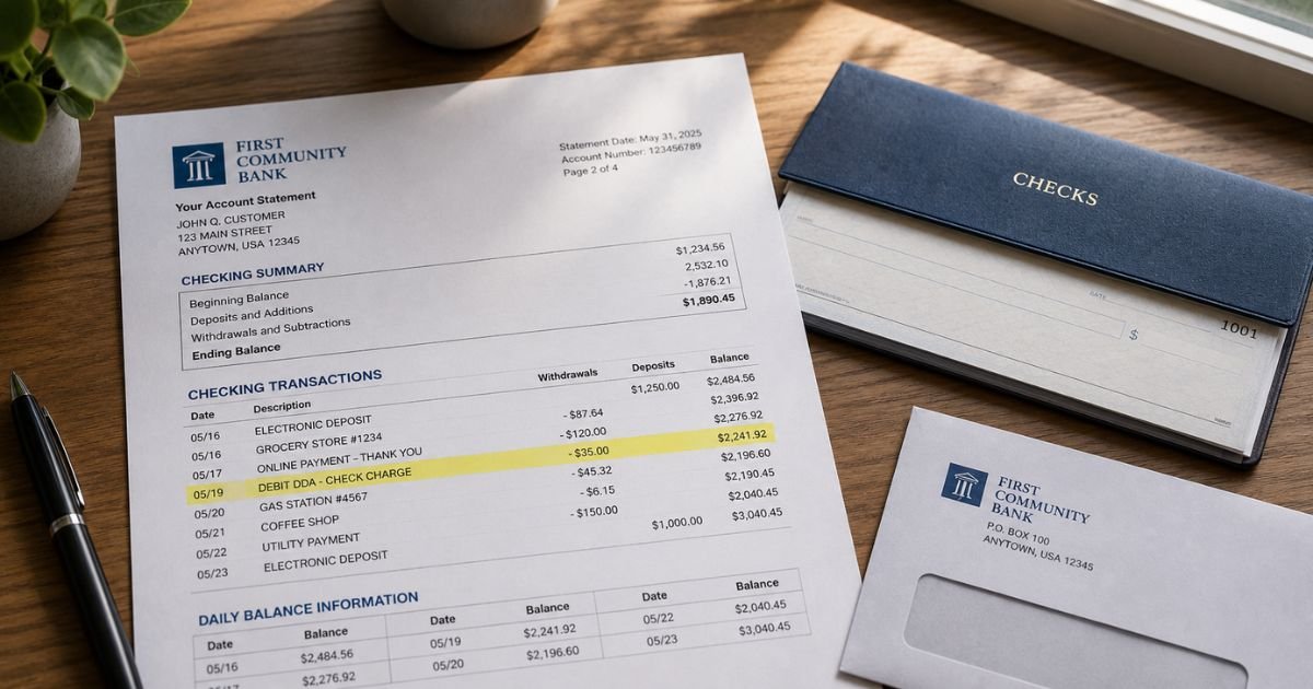 Debit DDA Check Charge on Bank Statement
