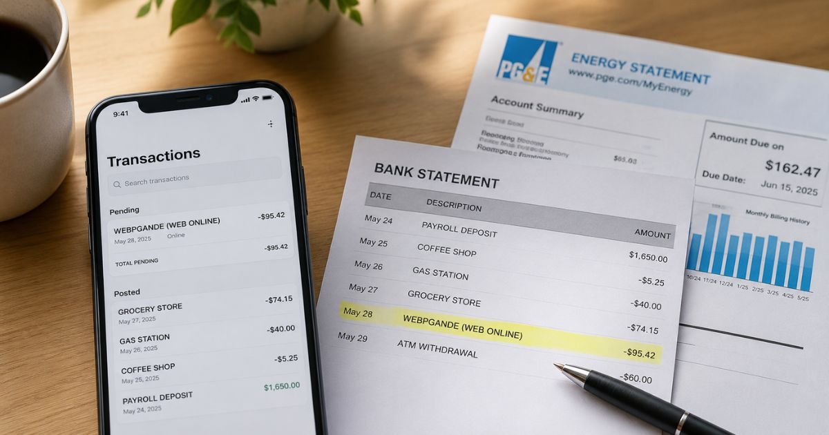 Webpgande Charge on Bank Statement