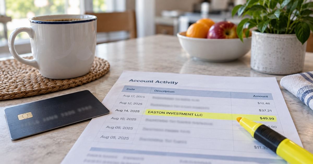 Easton Investment LLC Charge on Credit Card